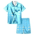 thumbnail image 1 of RMGVDSD Spring Girls Pajamas Short Set Girls' Heart Printed Pajamas Short Sleeved Button Down Shirt Tops Shorts Sleepwear Set Holiday Trendy Nightwear, 1 of 4