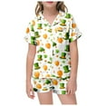 thumbnail image 1 of RMGVDSD Spring Girls Pajamas Short Set Kids Pajamas St. Patrick's Day Print Short Sleeved Shorts Two Piece Pajama Set For Children Comfy Nightwear Outfit, 1 of 4
