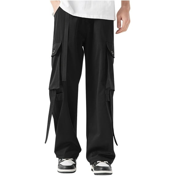 RMGVDSD Stylish Cargo Pants for Men Men's Cargo Pants Work Pants Elastic Waist Drawstring Pants Loose Fit Straight Leg Outdoor Hiking Casual Pants Comfort Fit Trousers
