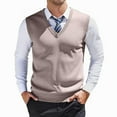 thumbnail image 1 of RMGVDSD Stylish Men's Sweater Vest Mens Sweater Vests Casual Fall Sleeveless V Neck Knit Pullover Loose Fit Versatile Layering Casual Outings Wear Comfort Sweaters, 1 of 5