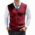 thumbnail image 1 of RMGVDSD Stylish Men's Sweater Vest Mens Sweater Vests Casual Fall Sleeveless V Neck Knit Pullover Loose Fit Versatile Layering Casual Outings Wear Fashion Golf Sweaters, 1 of 5