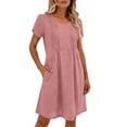 thumbnail image 1 of RMGVDSD Summer Dresses For Women Stylish Solid Color Casual Dress Short Sleeve V Neck Flowy Midi Dress With Pockets Beach Sundresses Stylish Sundress, 1 of 6