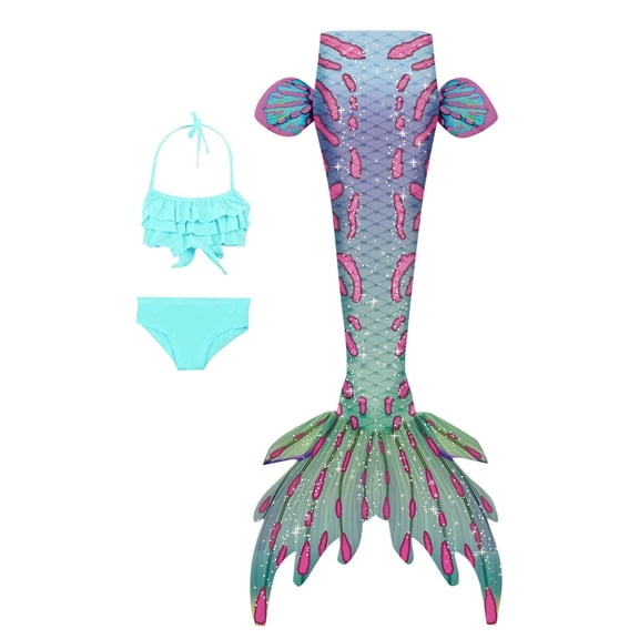 RMGVDSD Summer Girls Swimsuit 3 Piece Bathing Suits Printed Beach Swimwear With Cover Up Princess Skirt Performance Birthday Party Clothes Lightweight Swimsuits