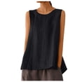 thumbnail image 1 of RMGVDSD Summer Tank Tops For Women Casual Sleeveless Tank Top Round Neck Loose Fit Solid Color Linen Shirts Beach Vacation Clothes Stylish Blouses, 1 of 6