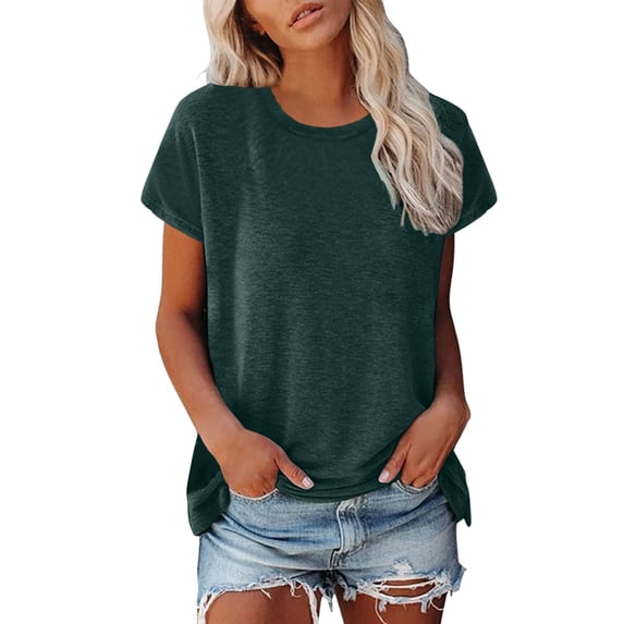 RMGVDSD Summer Womens Tops Short Sleeve T Shirts Top Solid Color Casual Crew Neck Tee Shirts Loose Fit Basic Tshirts Women T-Shirts Fashion Clothes
