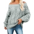 thumbnail image 1 of RMGVDSD Sweaters For Women Off Shoulder Tops Long Sleeve Knit Shirt Pullover Sweater Jumper Tops Casual Warm Sweater Solid Color Fashion Basic Sweater Tops /Grey, 1 of 7