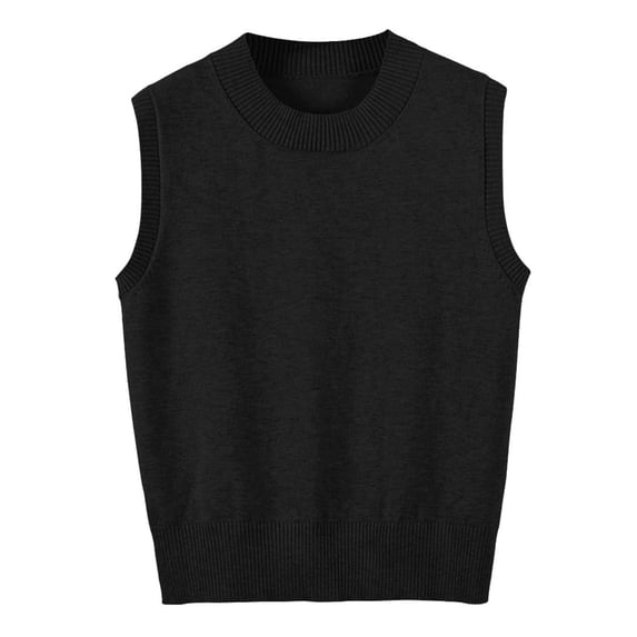 RMGVDSD Sweaters for Women Knit Sleeveless Sweater Vest Round Neck Solid Color Layering Tops for Autumn Casual Wear Solid Color Comfort Vests,Size M
