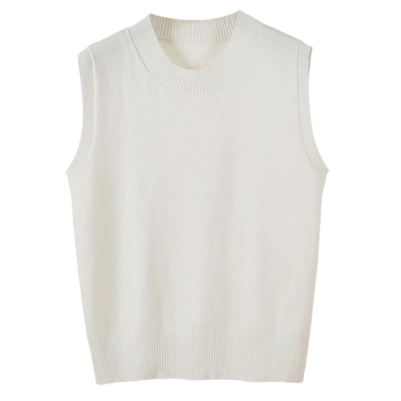 RMGVDSD Sweaters for Women Knit Sleeveless Sweater Vest Round Neck Solid Color Layering Tops for Autumn Casual Wear Solid Color Comfort Vests,Size XL