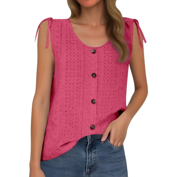 RMGVDSD T-Shirts for Women Summer Women Loose U Neck Sleeveless Tank Top Casual Solid Color Pleated Vest T Shirts Tops Fashion Blouses Top