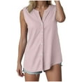 thumbnail image 1 of RMGVDSD Tank Top for Women Women's Casual V Neck Tank Top Everyday Vacation Versatile Sleeveless Button Beach Tank Tops, 1 of 5