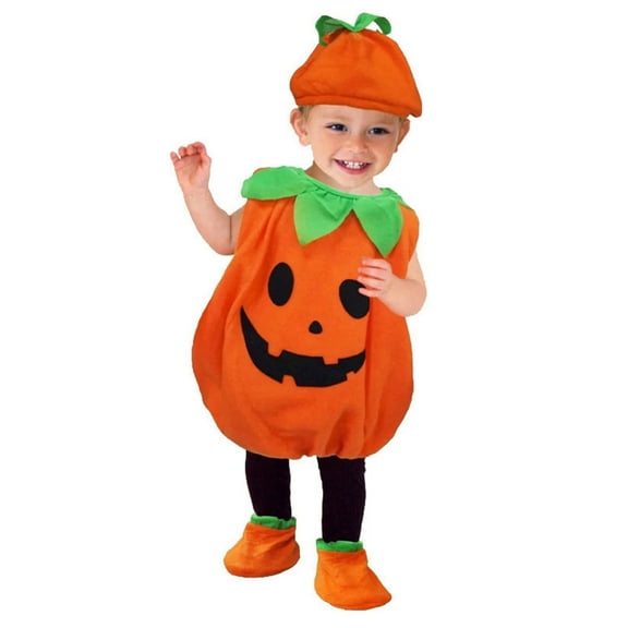 RMGVDSD Toddler Baby Boy Clothes Toddler Baby Girls Boys Halloween Soft Pumpkin Vest Tops Sets Hat Socks 3Pcs Set Outfits 4-5 Years