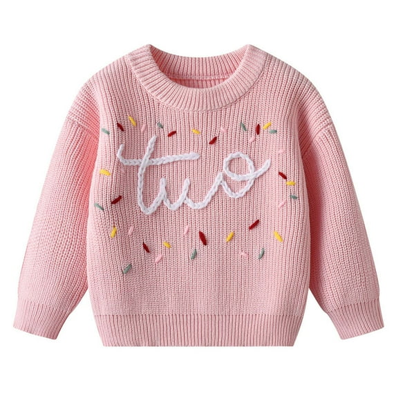 RMGVDSD Toddler Baby Boy Girl Sweaters Girls Long Sleeve Sweater Soft Colorful Cute Embroidery Knit Pullover Sweatshirt Tops Casual Fall Winter Clothes 1-2 Years