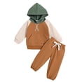 thumbnail image 1 of RMGVDSD Toddler Baby Boys Clothes Color Block Long Sleeve Hoodie Sweatshirt Tops Pants 2 Piece Set Kids Fall Winter Outfits Sweat Suit 6-12 Months, 1 of 9