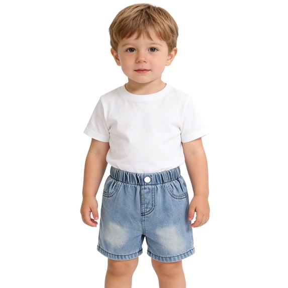 RMGVDSD Toddler Baby Boys Denim Shorts Summer Casual Loose Fit Straight Leg Jeans Jorts Comfortable Elastic Waist Jean Shorts Playwear 9-12 Months