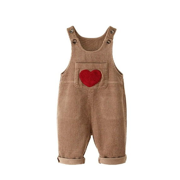 RMGVDSD Toddler Baby Boys Girls Corduroy Overalls Jumpsuits Valentines Heart Pattern Adjustable Button Suspender Pants Outfit Athletic Pants School Wear