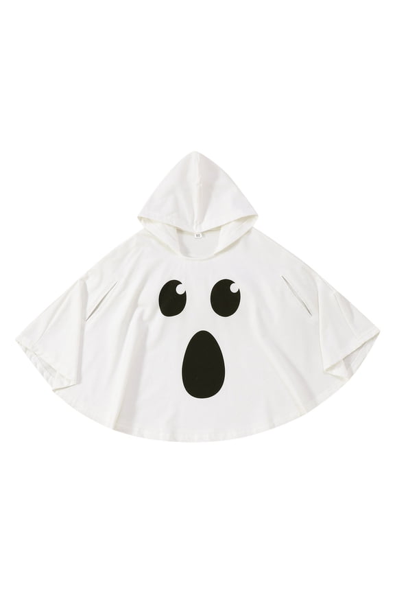 Toddler Baby Boys Girls Halloween Clothes White Ghost Face Robe Cape Hooded Robe Hallowmas Fancy Party Kids Dress Up Outfit Cute Baby Clothes Top 2-3 Years