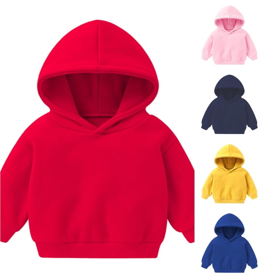 RMGVDSD Toddler Baby Boys Girls Hoodies Sweatshirts Solid Color Pullover Long Sleeve Hooded Sweatshirt Children's Fall Clothes Tops 12-18 Months