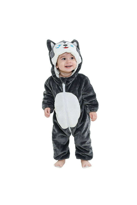 Toddler Baby Boys Girls Romper Jumpsuit Cartoon Animal Onesie Winter Warm Flannel Rompers Long Sleeve Hooded Jumpsuits Clothes 3-4 Years