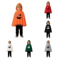 thumbnail image 1 of RMGVDSD Toddler Baby Boys Halloween Ghost Face Print Poncho Cape Hooded Tops And Pants Set Kids Holiday Party Dress Up Outfit Fall Clothes 3-4 Years, 1 of 9