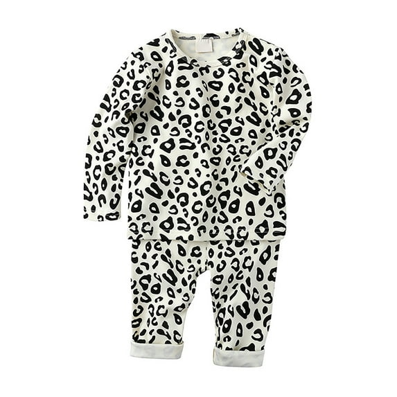 RMGVDSD Toddler Baby Girls Clothes Set Leopard Print Long Sleeve T Shirt Tops And Pants 2Pcs Outfits Soft Sleepwear Home Wear Little Girl Clothes