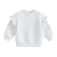 thumbnail image 1 of RMGVDSD Toddler Baby Girls Sweatshirts Ruffle Long Sleeve Solid Color Pullover Crewneck Tops Soft Casual Sweatshirt Fall Clothes 12-18 Months, 1 of 4