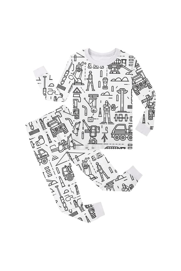 Toddler Boys Clothes Kids Handmade Doodle Sketch Coloring Fundiy Hand Painted Round Neck Long Sleeve Set Boys Fall Winter Outfits