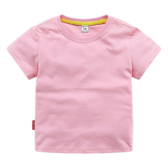 RMGVDSD Toddler Boys Girls Classic Fit T Shirts Solid Color Summer Short Sleeve Crewneck Tops Soft Basic Tee Shirts Comfy Kids Tops Tees for 12-18 Months