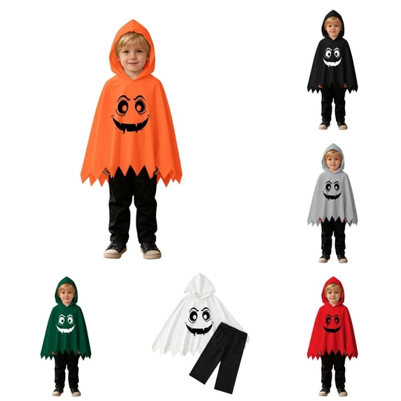 RMGVDSD Toddler Boys Halloween Costume Ghost Poncho Cape Hooded Tops Pants Set Kids Halloween Holiday Party Dress Up Outfit Fall Clothes 2-3 Years