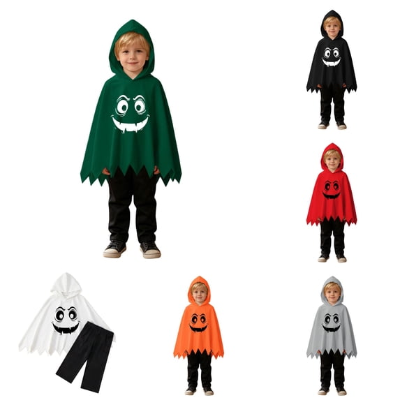 RMGVDSD Toddler Boys Halloween Costume Ghost Poncho Cape Hooded Tops Pants Set Kids Halloween Holiday Party Dress Up Outfit Fall Clothes 8-9 Years