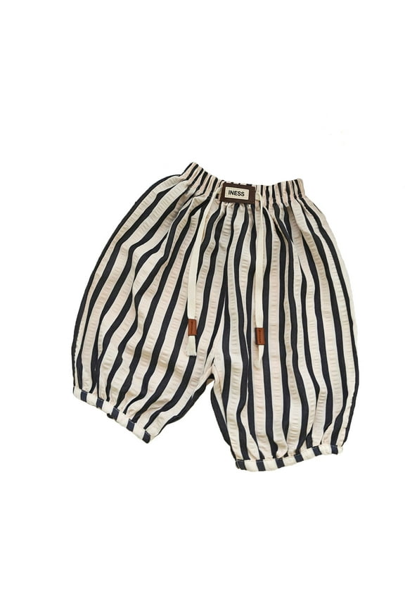 Toddler Boys Pants Kids Baby Boy Girl Casual Striped Pants Elastic Waist Basic Harem Long Pants Bloomers Loose Fit Trousers 2-3 Years/Black