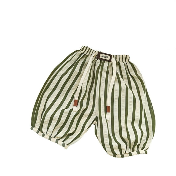 RMGVDSD Toddler Boys Pants Kids Baby Boy Girl Casual Striped Pants Elastic Waist Basic Harem Long Pants Bloomers Loose Fit Trousers 4-5 Years/Green
