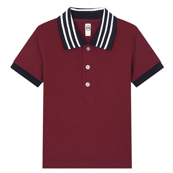 RMGVDSD Toddler Boys Short Sleeve Polo Shirt Classic School Uniform Shirts Solid Summer Button Collared T Shirt Tops Comfortable Basic Shirt for 3-4 Years