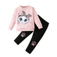 thumbnail image 1 of RMGVDSD Toddler Girl Clothes Sets Baby Girls Clothes Long Sleeve Cute Cartoon Animals Sweatshirt Tops Leopard Print Leggings Pants 2Pcs Outfits Set Pink 12-24 Months, 1 of 3