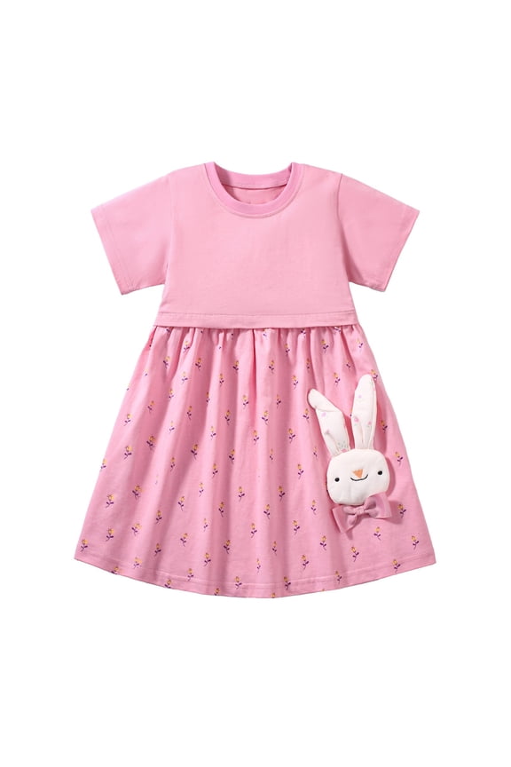 Toddler Girl Dresses Easter Bunny Dress Baby Girls Dress Summer Cartoon Printing Children's Casual Sundress Girls Dress Clothes