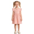 thumbnail image 1 of RMGVDSD Toddler Girl Summer Dress Little Kids Cute Ruffle Sleeve A-Line Flowy Beach Dresses Button Solid Color Casual Sundress With Pockets 4-5 Years, 1 of 9