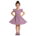 thumbnail image 1 of RMGVDSD Toddler Girl Summer Dress Little Kids Cute Ruffle Sleeve A-Line Flowy Beach Dresses Button Solid Color Casual Sundress With Pockets 4-5 Years, 1 of 9