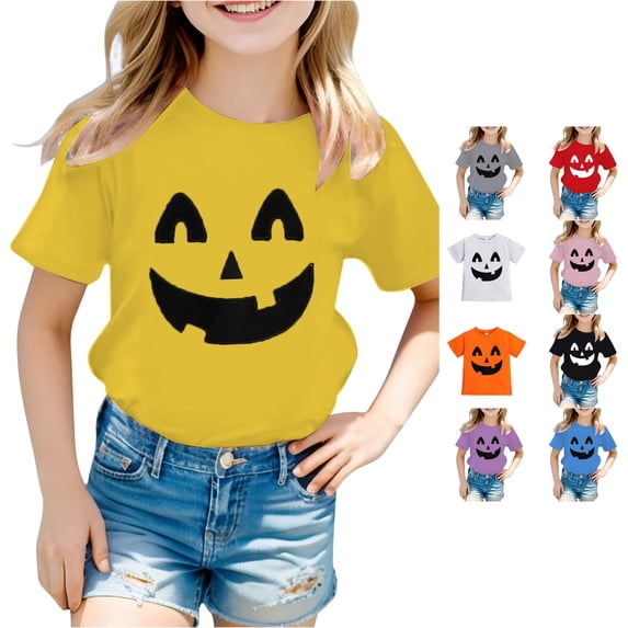 RMGVDSD Toddler Girls Boys Halloween Shirt Cute Pumpkin T-Shirts For Kids Short Sleeve Tee Shirt Tops Children's Graphic Tshirts 2-3 Years