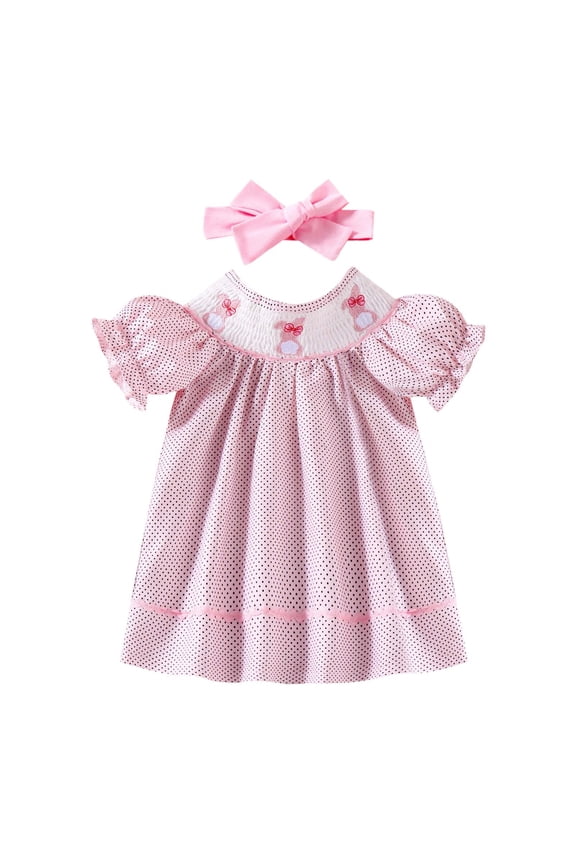 Toddler Girls Dresses Summer Baby Girl Clothes Easter Bunny Embroidery Dress Sweet Cute Princess Birthday Party Dress Fashion