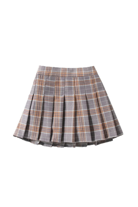 Toddler Girls Plaid Skirt Girls A-Line Skirts Kids School Uniform Pleated Skirt Casual Tennis Skirt For Children Fashion Mini Skirts Trendy Elegant 9-10 Years