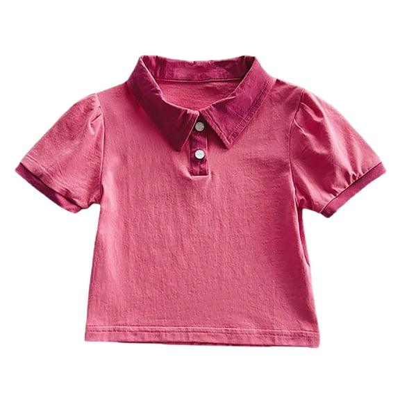 RMGVDSD Toddler Girls Polo Shirt with Collar Fashion Short Sleeve T-Shirt Casual Shirts Comfortable Kids Fall Summer School Uniform Shirts Tops 6-7 Years