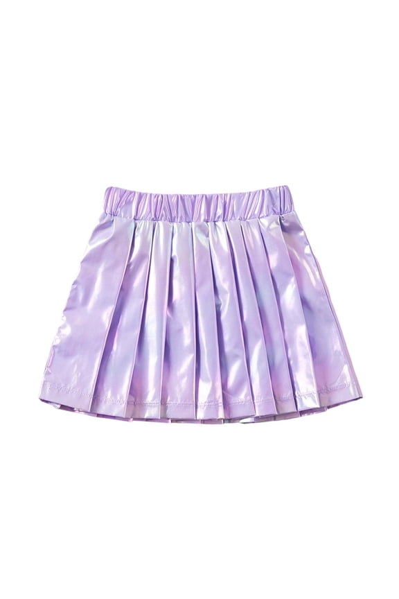 Toddler Girls Sparkle Metallic Skirts Summer Colorful Rainbow Print A-Line Pleated Skirts Birthday Holiday Party Skirt Casual Wear 2-3 Years