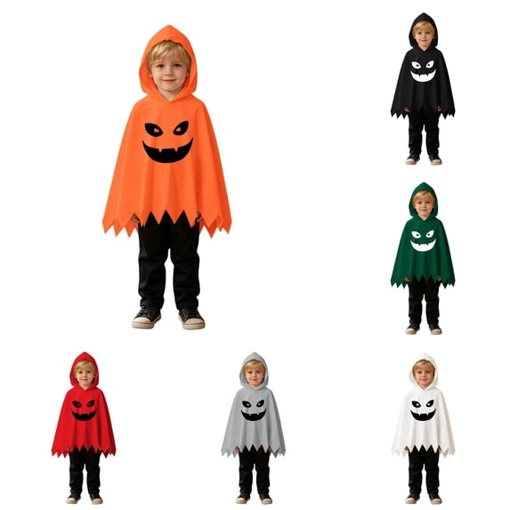 RMGVDSD Toddler Kids Baby Boys Clothes Halloween Ghost Poncho Cape Hooded Top Long Pants 2Pcs Holiday Party Fancy Dress Up Outfit Versatile Outfit