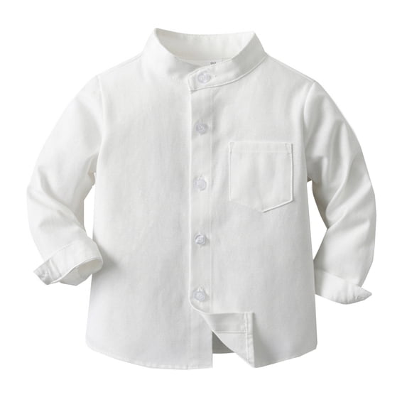 RMGVDSD Toddler Kids Boys Dress Shirt Long Sleeve Button Up Shirts Trendy Simple Spring Fall Tops Boy's Shirt Solid Color Blouses Children's Clothes 4-5 Years
