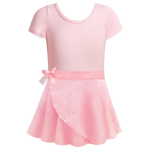 RMGVDSD Toddler Kids Dance Dresses Ballet Leotards For Girls With Removable Skirt Combo Tie Short Sleeve Ballet Dance Dress Outfit 8-10 Years