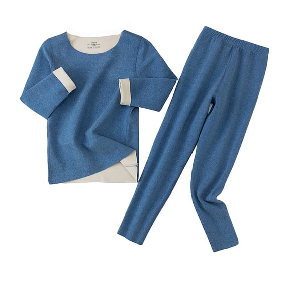 RMGVDSD Toddler Kids Pajamas Set 2 Pcs Boys Girls Fall Winter Thermal Underwear Set Basic Long Sleeve Top And Long Johns Solid Color Sleepwear Outfits 18-24 Months