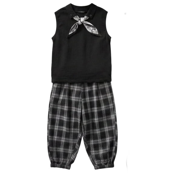 RMGVDSD Toddler And Little Boys Outfits Set Sleeveless Tank Tops And Loose Plaid Pants Lightweight Casual 2 Piece Outfit Kids Fashion Clothes 2-3 Years