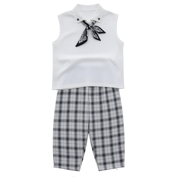 RMGVDSD Toddler And Little Boys Outfits Set Sleeveless Tank Tops And Loose Plaid Pants Lightweight Casual 2 Piece Outfit Kids Fashion Clothes 2-3 Years