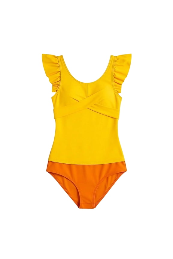 Two Piece Girls Bathing Suit Ruched Tankini Swimsuits Tank Tops With High Waisted Bikini Bottoms Girls' Swimwear Holiday Summer Swimsuit 7-8 Years