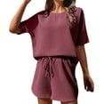 thumbnail image 1 of RMGVDSD Two Piece Sets For Women Summer Loungewear Set Shorts And Short Sleeve Tops Matching Travel Fashion Outfits Women Shorts Sets Beachwear, 1 of 5