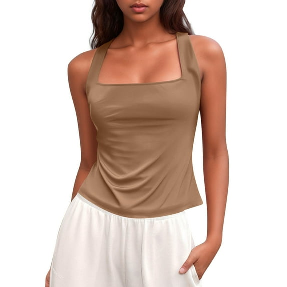 RMGVDSD Women Slim Fit Tank Top Women's Bodycon Summer Tank Top Casual Sleeveless Daily Wear Basic Tank Shirt